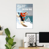 Jackson Hole Wyoming Travel Poster Tetons Snow Ski (Bureau à domicile)