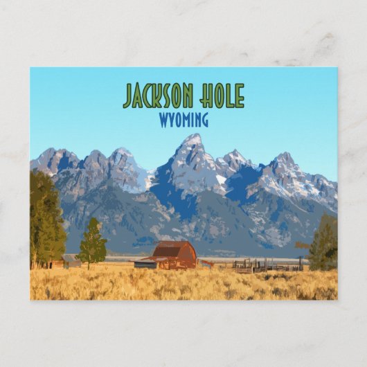 Jackson Hole Wyoming Vintage Briefkaart (Voorkant)