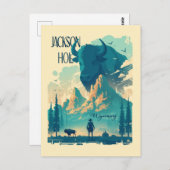 Jackson Hole Wyoming Vintage Briefkaart (Voorkant / Achterkant)