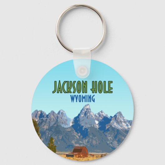 Jackson Hole Wyoming Vintage Sleutelhanger (Voorkant)