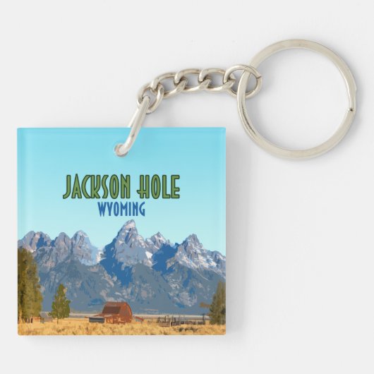Jackson Hole Wyoming Vintage Sleutelhanger (Achterkant)