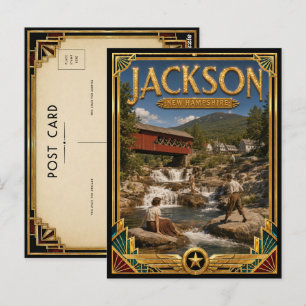 Jackson New Hampshire Vintage Art Deco Gouden Tijd Briefkaart