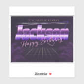 Jackson Nom Prénom violet autocollant rétro annive (Feuille)