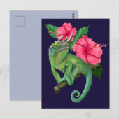 Jackson’s Chameleon with Hibiscus  Briefkaart (Voorkant / Achterkant)