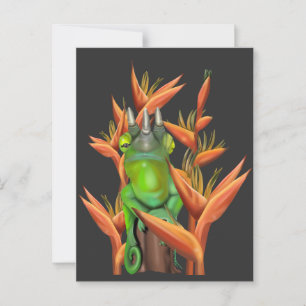 Jackson’s kameleon tussen de paradijsvogel briefkaart