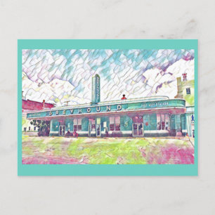 Jackson, TN Greyhound Halfway Bus Station schilder Briefkaart