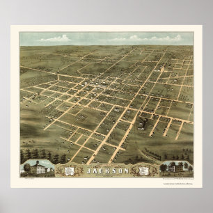 Jackson, TN Panorama Map - 1870 Poster