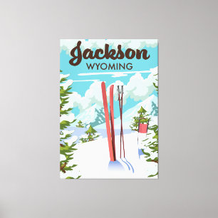 Jackson Wyoming ski poster Canvas Afdruk
