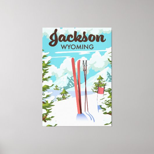 Jackson Wyoming ski poster Canvas Afdruk (Voorkant)