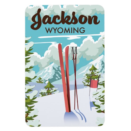 Jackson Wyoming ski poster Magneet (Verticaal)