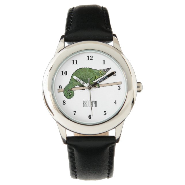 Jackson's chameleon cartoon horloge (Voorkant)