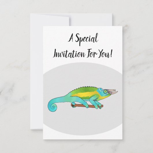 Jackson's chameleon cartoon kaart (Achterkant)