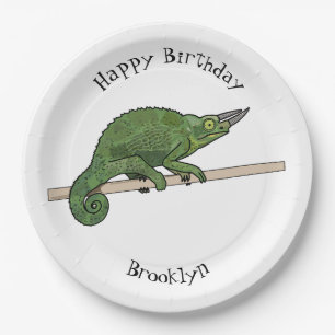 Jackson's chameleon cartoon papieren bordje