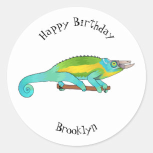Jackson's chameleon cartoon ronde sticker