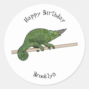 Jackson's chameleon cartoon ronde sticker