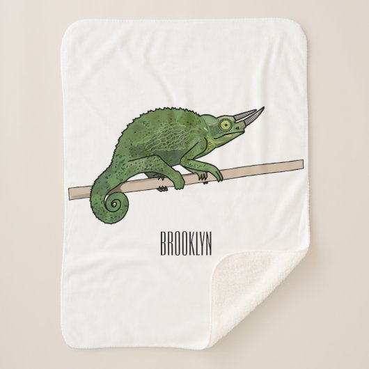Jackson's chameleon cartoon sherpa deken (Voorkant)