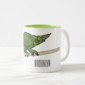 Jackson's chameleon cartoon tweekleurige koffiemok (Voorkant rechts)