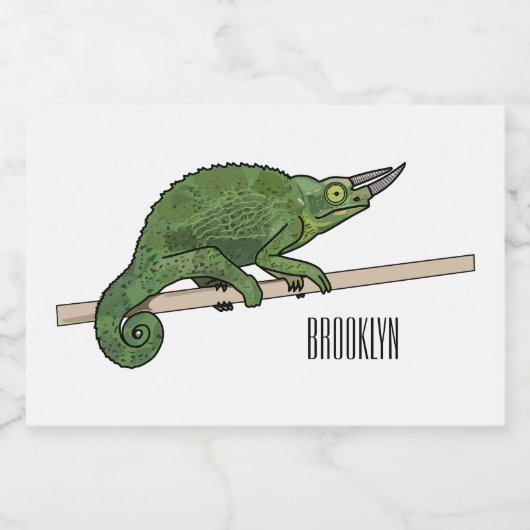 Jackson's chameleon cartoon voedselcontainer etiket (Enkel label)