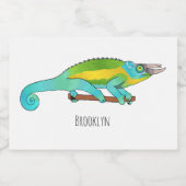 Jackson's chameleon cartoon voedselcontainer etiket (Enkel label)