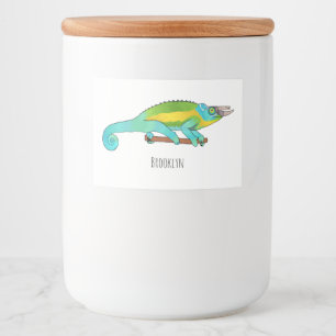 Jackson's chameleon cartoon voedselcontainer etiket