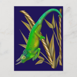 Jacksons kameleon hangt in de bamboe briefkaart