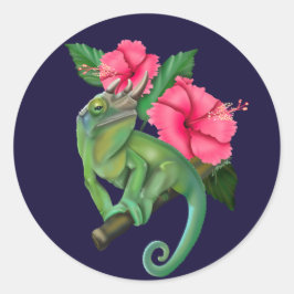 Jackson's kameleon met Hibiscus Ronde Sticker