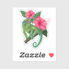 Jackson's kameleon met Hibiscus Sticker