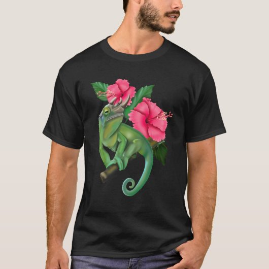 Jackson's kameleon met Hibiscus T-shirt (Voorkant)