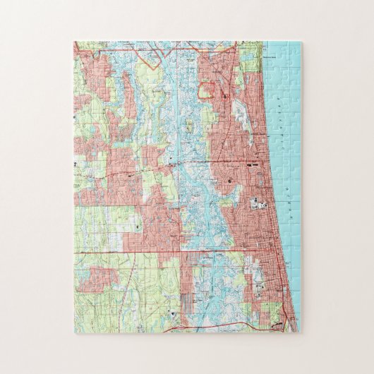 Jacksonville Beach en Atlantic Beach Florida Map Legpuzzel (Verticaal)