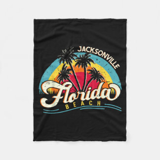 Jacksonville Beach Florida Vintage Sunset Summer Fleece Deken