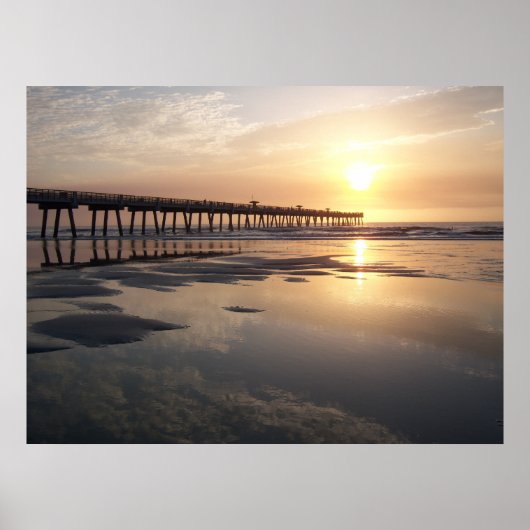 Jacksonville Beach Sunrise - Pier Poster (Voorkant)