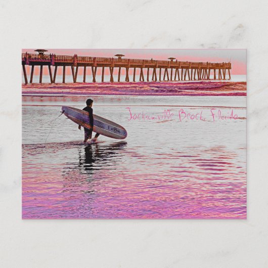 Jacksonville Beach Surfer Briefkaart (Voorkant)