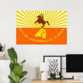 Jacksonville city flag Florida USA Verenigde State Poster (Thuiskantoor)