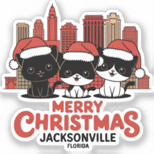 Jacksonville City Florida Vrolijke Kerstkatten Ver Sticker