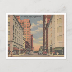 Jacksonville FL, Adams Street Uitzicht, 1955 Briefkaart