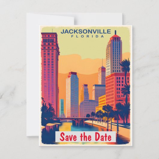 Jacksonville, FL, Enregistrer la date, Carte posta (Devant)