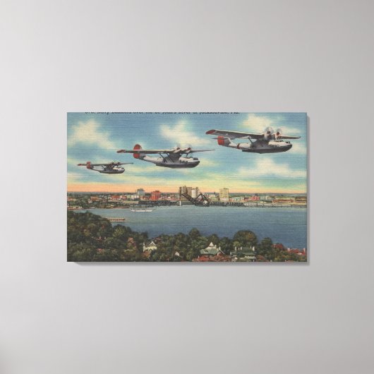 Jacksonville, FL - Navy Bombers over St. John's Canvas Afdruk (Voorkant)