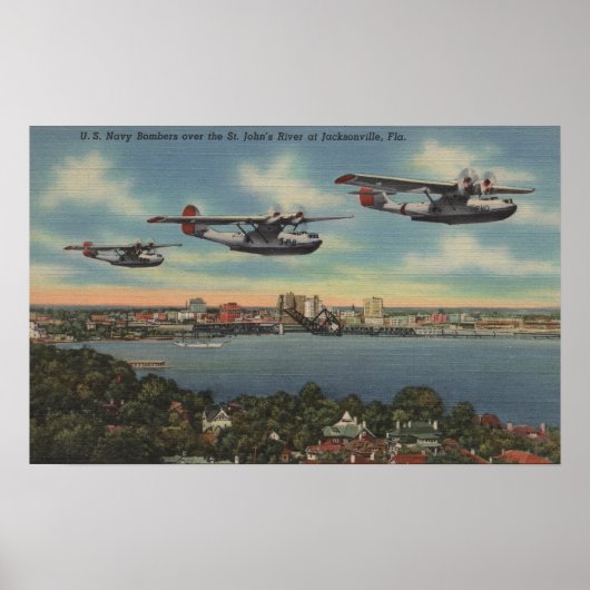 Jacksonville, FL - Navy Bombers over St. John's Poster (Voorkant)