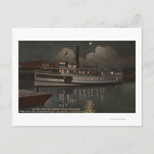 Jacksonville, FL - Night Uitzicht St. Johns River Briefkaart (Voorkant)