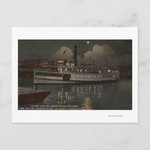 Jacksonville, FL - Night Uitzicht St. Johns River Briefkaart