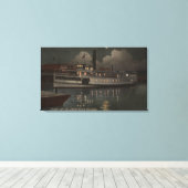 Jacksonville, FL - Night Uitzicht St. Johns River Canvas Afdruk (Insitu (Houten vloer))