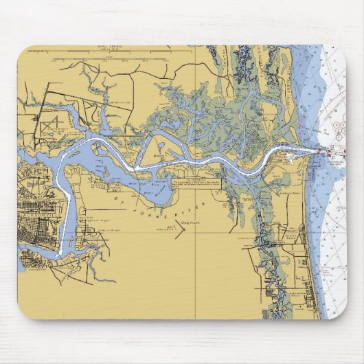 Jacksonville FL St Johns Nautical Chart mousepad Muismat (Voorkant)