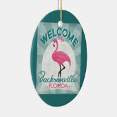 Jacksonville Florida Pink Flamingo Retro Keramisch Ornament (Rechts)