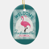 Jacksonville Florida Pink Flamingo Retro Keramisch Ornament (Achterkant)