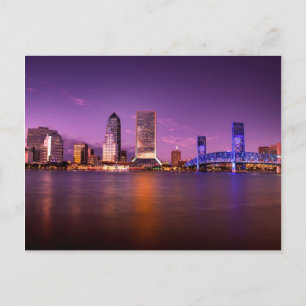 Jacksonville Florida Skyline bij nacht Briefkaart