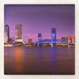 Jacksonville Florida Skyline bij nacht Glazen Onderzetter