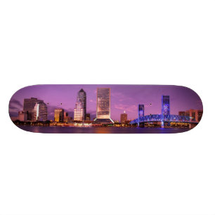 Jacksonville Florida Skyline bij nacht Skateboard