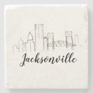 Jacksonville Florida Skyline Illustratie Kunst Stenen Onderzetter