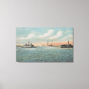 Jacksonville, Florida - Uitzicht van Harbour met B Canvas Afdruk