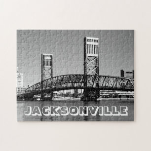 Jacksonville Florida Zwart en Wit Brug Foto Legpuzzel
